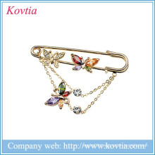 2015 Hot sale cheap costume jewelry colorful crystal and zircon pin brooch in stock